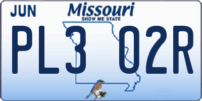 MO license plate PL3O2R