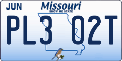 MO license plate PL3O2T
