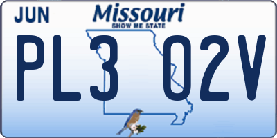 MO license plate PL3O2V