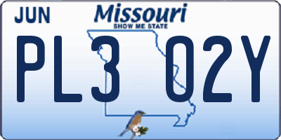 MO license plate PL3O2Y