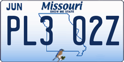 MO license plate PL3O2Z