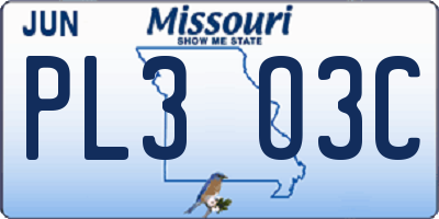 MO license plate PL3O3C