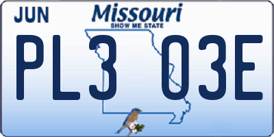 MO license plate PL3O3E