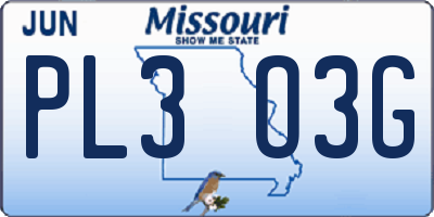 MO license plate PL3O3G