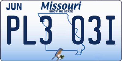 MO license plate PL3O3I