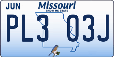 MO license plate PL3O3J
