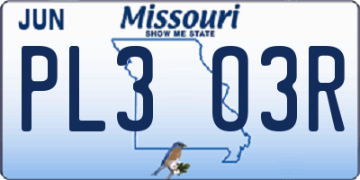 MO license plate PL3O3R