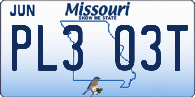 MO license plate PL3O3T