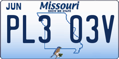 MO license plate PL3O3V