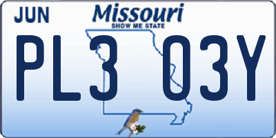 MO license plate PL3O3Y