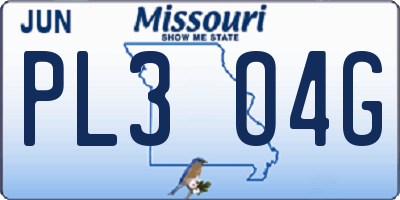 MO license plate PL3O4G