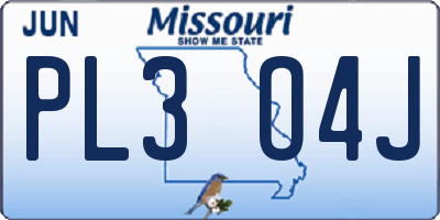MO license plate PL3O4J