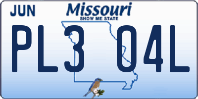 MO license plate PL3O4L