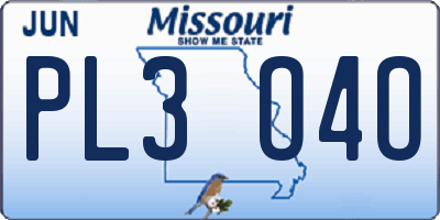 MO license plate PL3O4O
