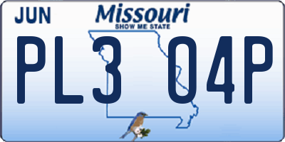 MO license plate PL3O4P