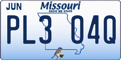 MO license plate PL3O4Q