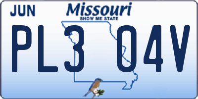 MO license plate PL3O4V