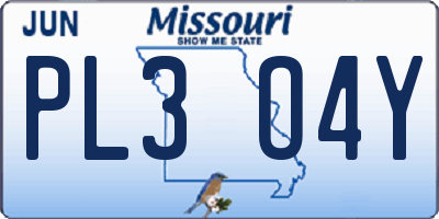 MO license plate PL3O4Y