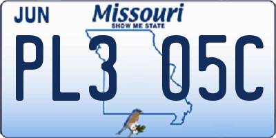 MO license plate PL3O5C