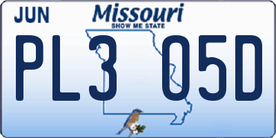 MO license plate PL3O5D