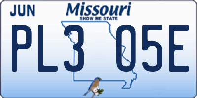 MO license plate PL3O5E