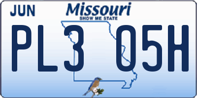 MO license plate PL3O5H