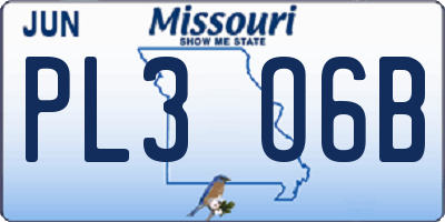 MO license plate PL3O6B
