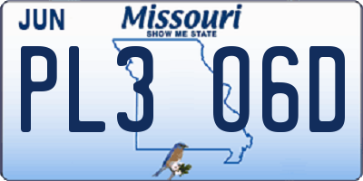 MO license plate PL3O6D