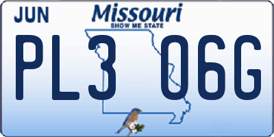 MO license plate PL3O6G