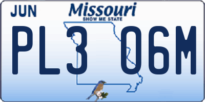 MO license plate PL3O6M