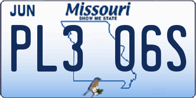 MO license plate PL3O6S
