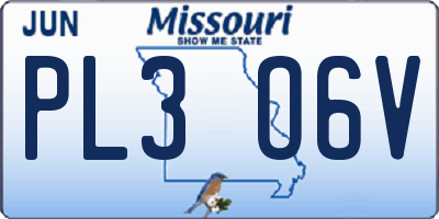 MO license plate PL3O6V