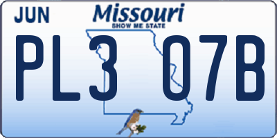 MO license plate PL3O7B