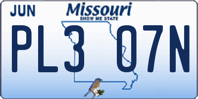 MO license plate PL3O7N