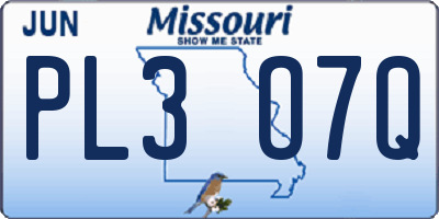 MO license plate PL3O7Q