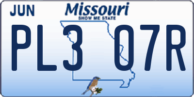 MO license plate PL3O7R