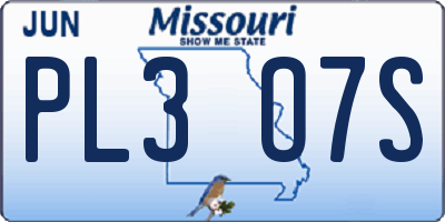 MO license plate PL3O7S