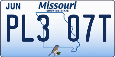 MO license plate PL3O7T