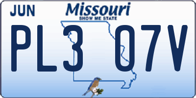 MO license plate PL3O7V