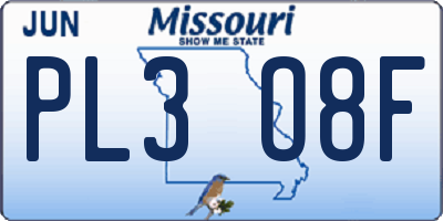 MO license plate PL3O8F