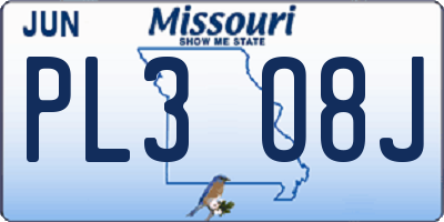 MO license plate PL3O8J
