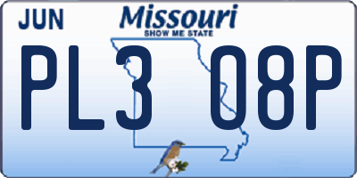 MO license plate PL3O8P