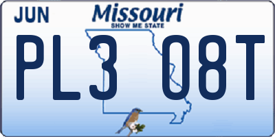 MO license plate PL3O8T