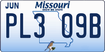 MO license plate PL3O9B