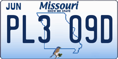 MO license plate PL3O9D
