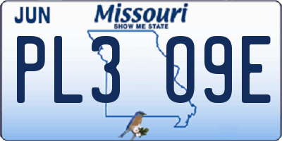 MO license plate PL3O9E