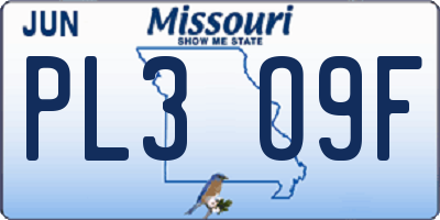 MO license plate PL3O9F