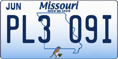 MO license plate PL3O9I