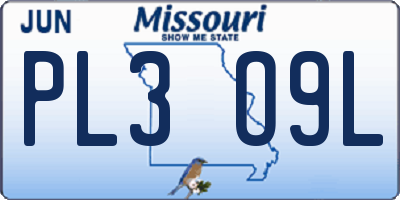 MO license plate PL3O9L