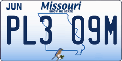 MO license plate PL3O9M